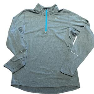 Nike Dri-Fit Running Charcoal Gray Quarter Zip Lightweight Pullover Mens Medium
